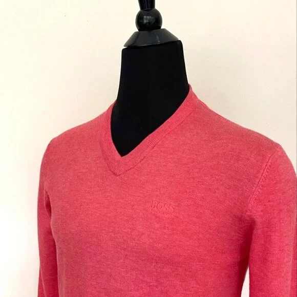 New Hugo Boss Sweater V Neck Pink Sweater